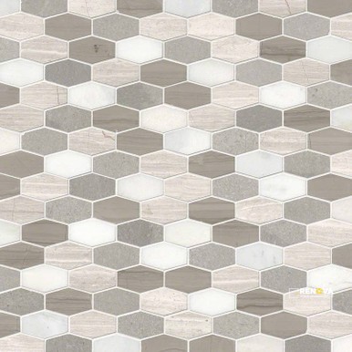 BELLAGIO BLEND ELONGATED HEXAGON MOSAIC 10MM