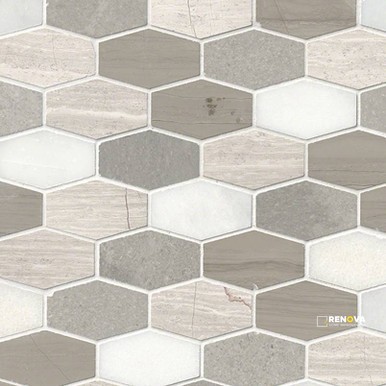 BELLAGIO BLEND ELONGATED HEXAGON MOSAIC 10MM - 2