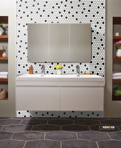 RETRO BIANCO BLACK AND WHITE 1" HEXAGON MATTE ( 12.9 SF PER BOX ) - SMOT-PT-RETBIANER-1HEXM - 2