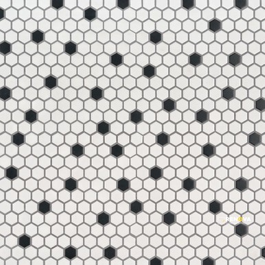 RETRO BIANCO BLACK AND WHITE 1" HEXAGON MATTE ( 12.9 SF PER BOX ) - SMOT-PT-RETBIANER-1HEXM