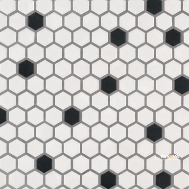 RETRO BIANCO BLACK AND WHITE 1" HEXAGON MATTE ( 12.9 SF PER BOX ) - SMOT-PT-RETBIANER-1HEXM - 3
