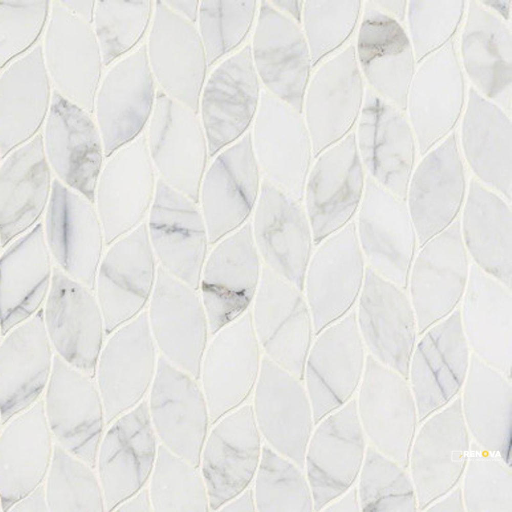 CALACATTA BLANCO POLISHED PATTERN BLEND MOSAIC 10MM - 2