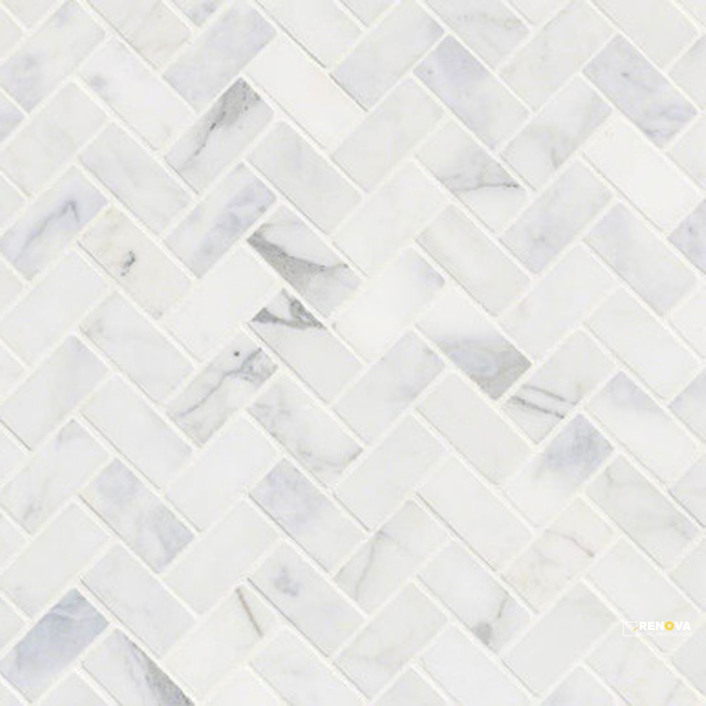 CALACATTA CRESSA HONED HERRINGBONE MOSAIC - 2
