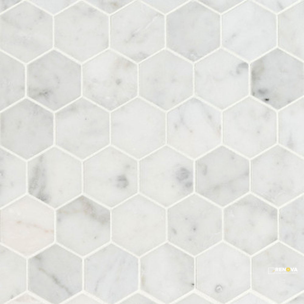 CARRARA WHITE 2" HEXAGON HONED - SMOT-CAR-2HEXH