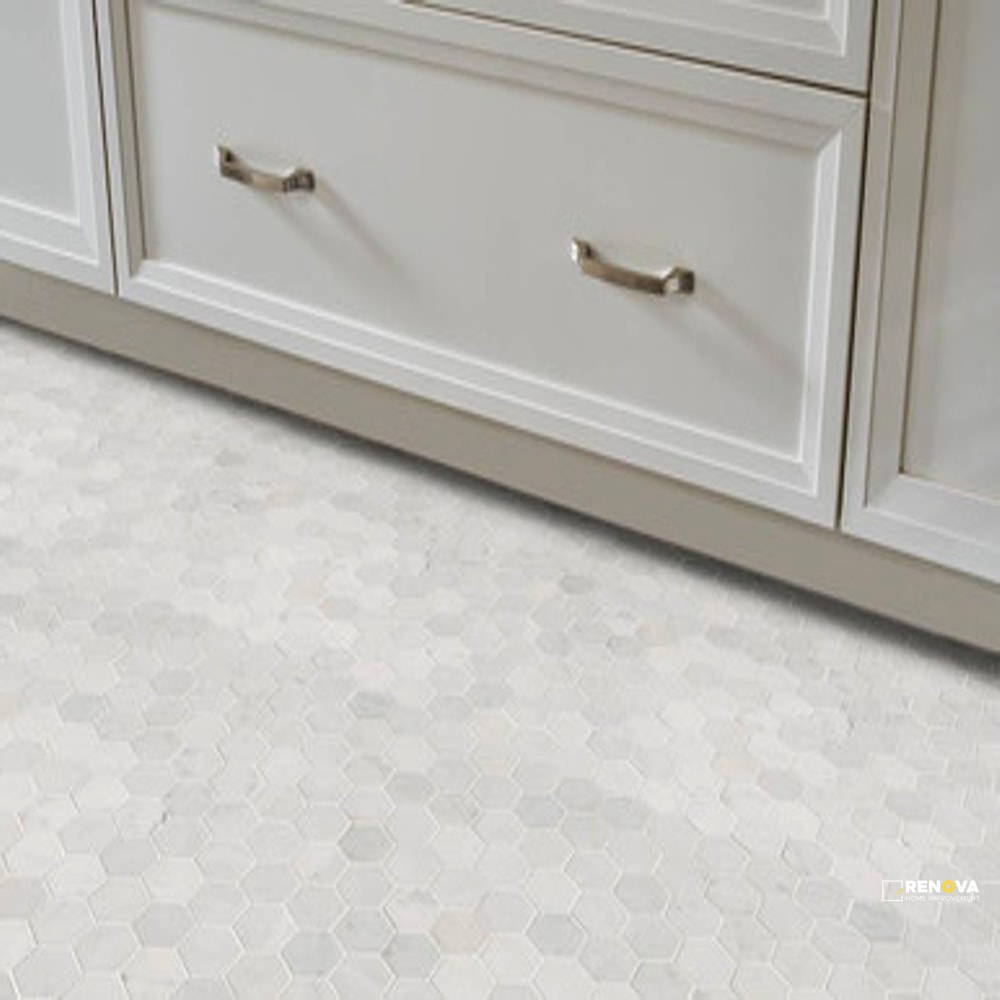 CARRARA WHITE POLISHED HEXAGON MOSAIC 2" - 4