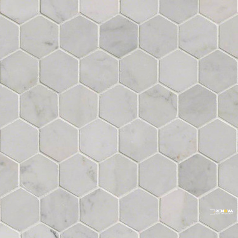 CARRARA WHITE POLISHED HEXAGON MOSAIC 2" - 6