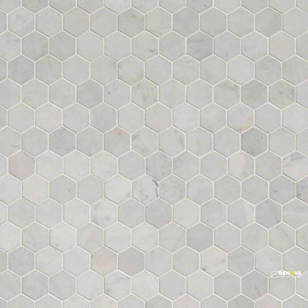 CARRARA WHITE POLISHED HEXAGON MOSAIC 2" - 5