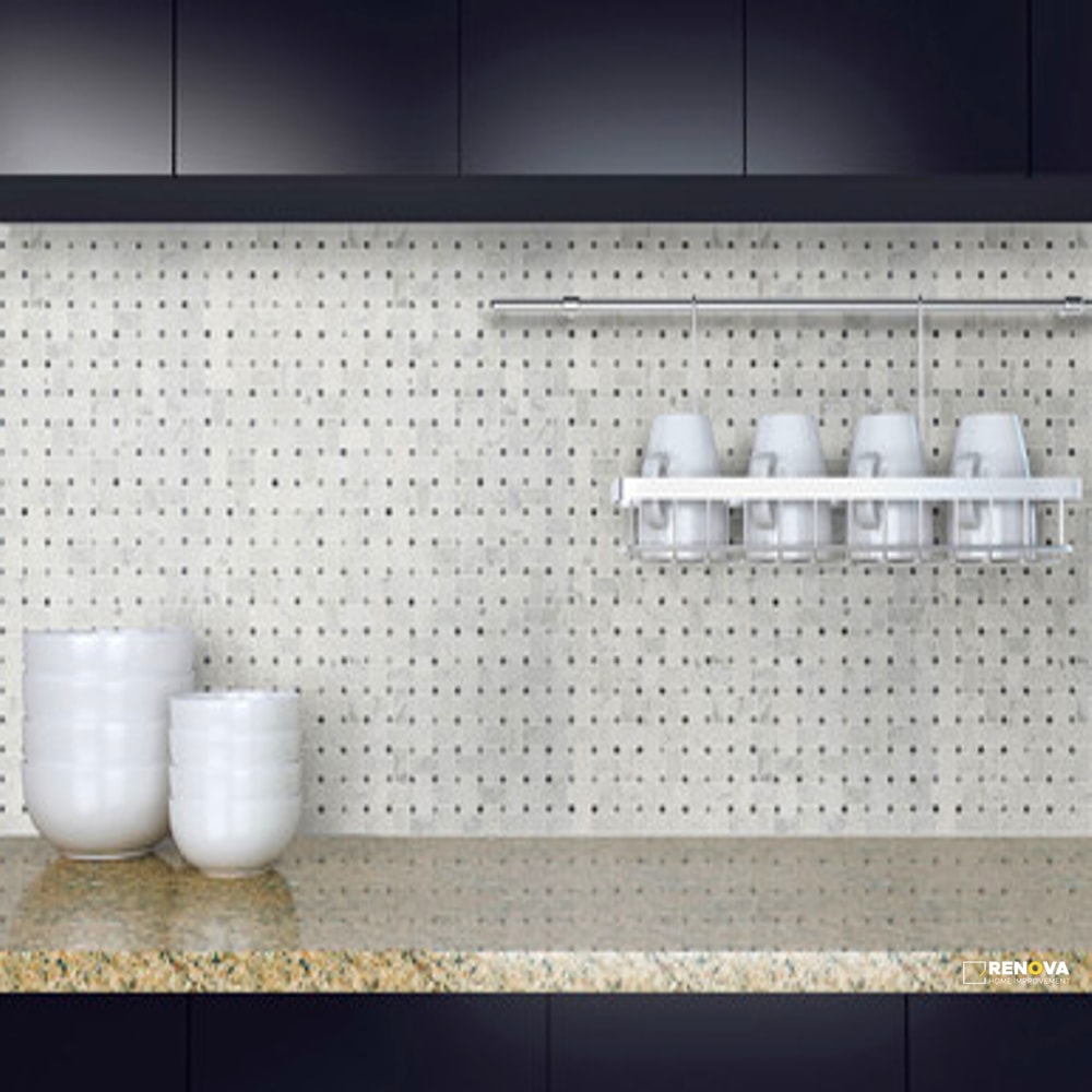 CARRARA WHITE BASKETWEAVE PATTERN HONED - 3