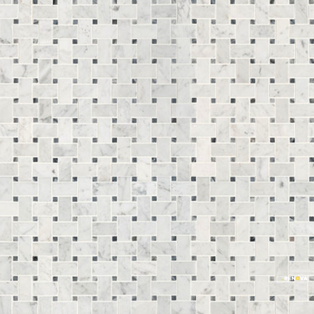 CARRARA WHITE BASKETWEAVE PATTERN HONED - 2