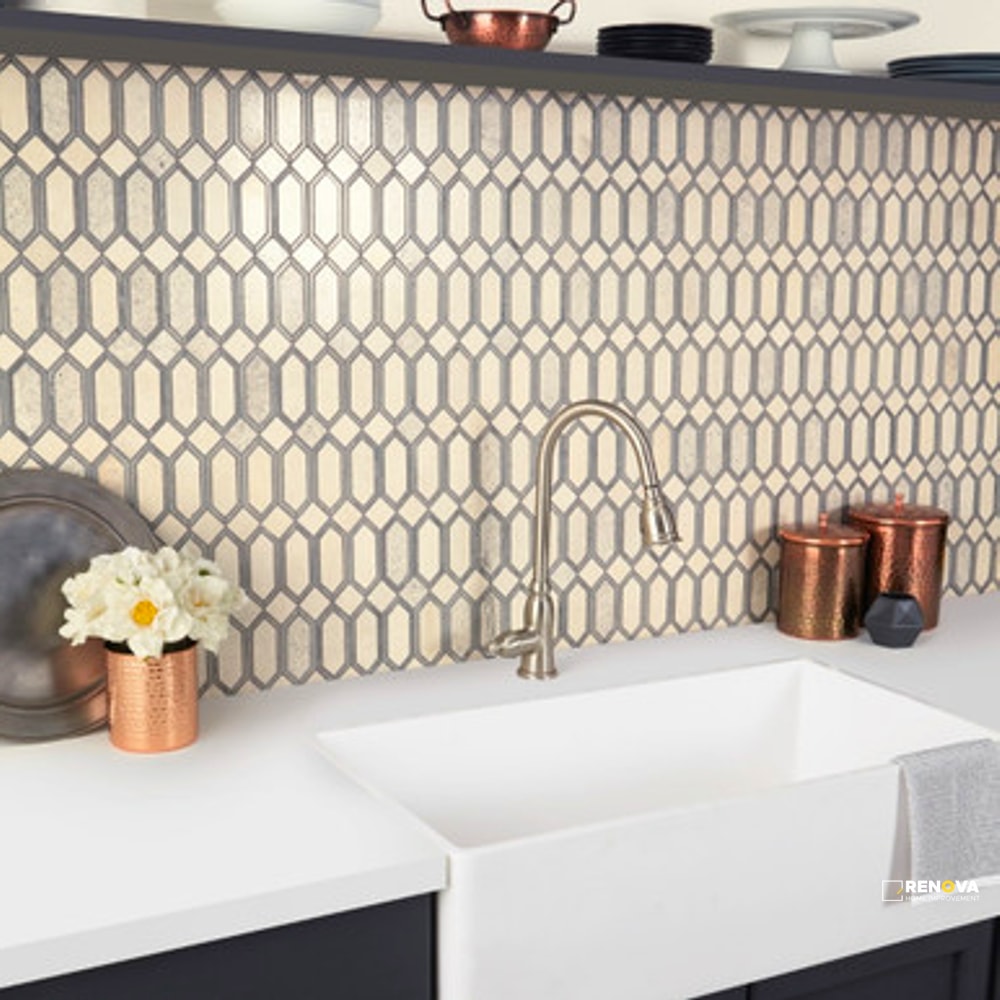 CASTELLINA STONE MOSAICS POLISHED LINEAR HEXAGON - 15X13 STRAIGHT EDGE