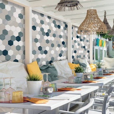 PLAYSCAPES GLOSSY ARABESQUE UNDULATED WALL TILE 5X6
