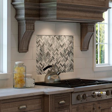 SERENTINA GLOSSY HERRINGBONE MOSAIC 5/8X2 - 12X13