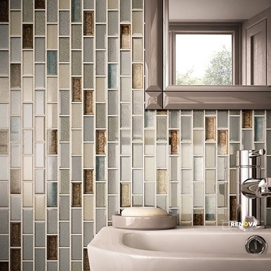 CRYSTAL SHORES GLASS RANDOM INTERLOCKING MOSAIC - 12X14