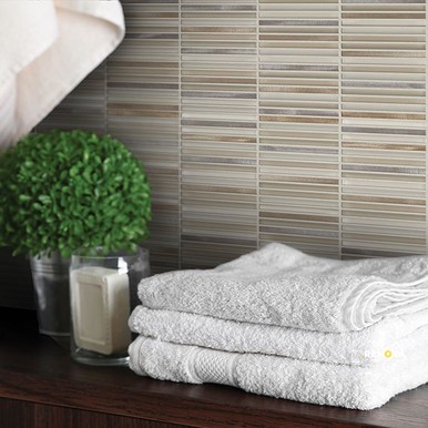 LUCENT SKIES SATIN STACKED MOSAIC 3/8X4 - 12X12