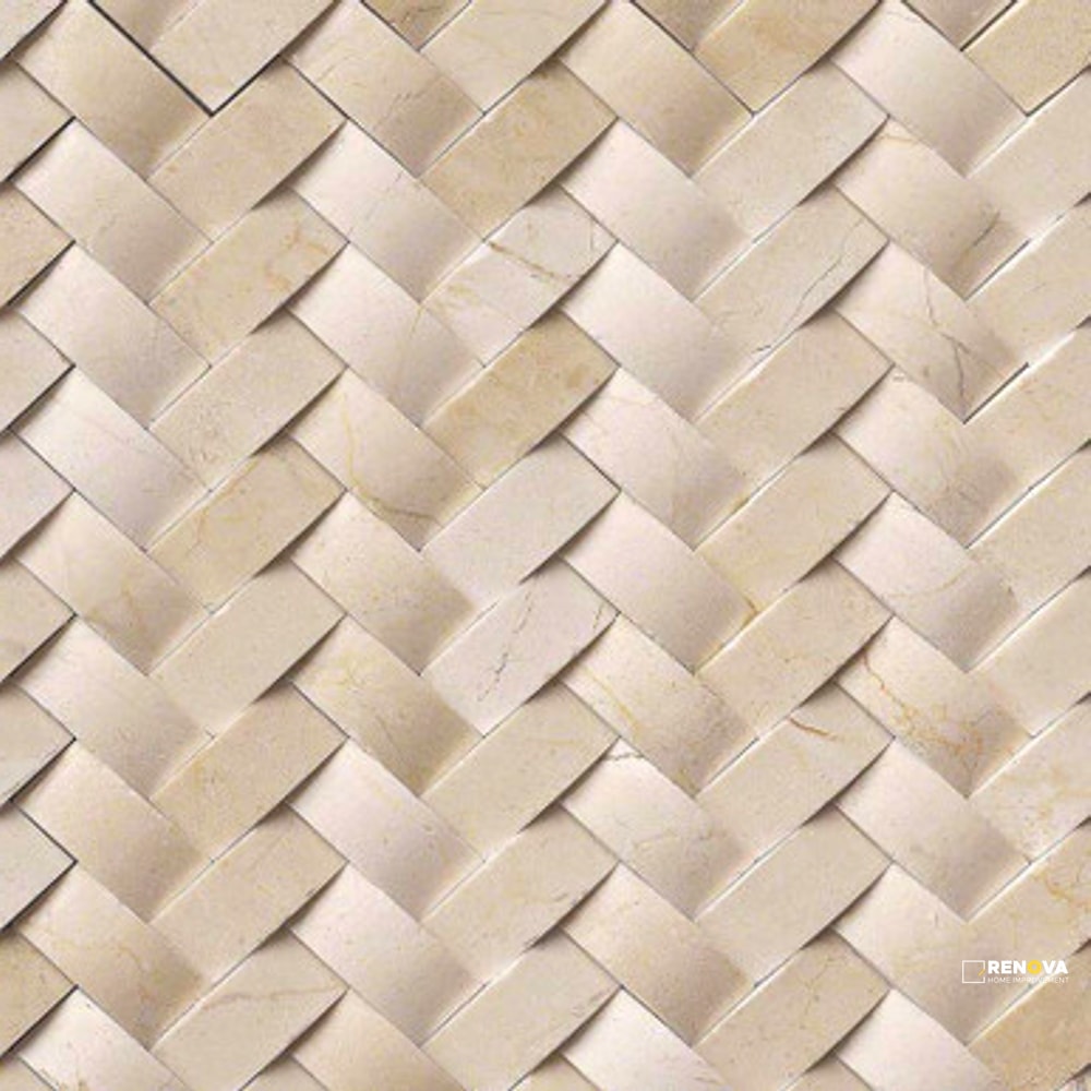 CREMA HERRINGBONE ARCHED PATTERN MOSAIC - 6