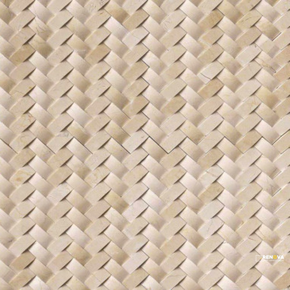 CREMA HERRINGBONE ARCHED PATTERN MOSAIC - 5