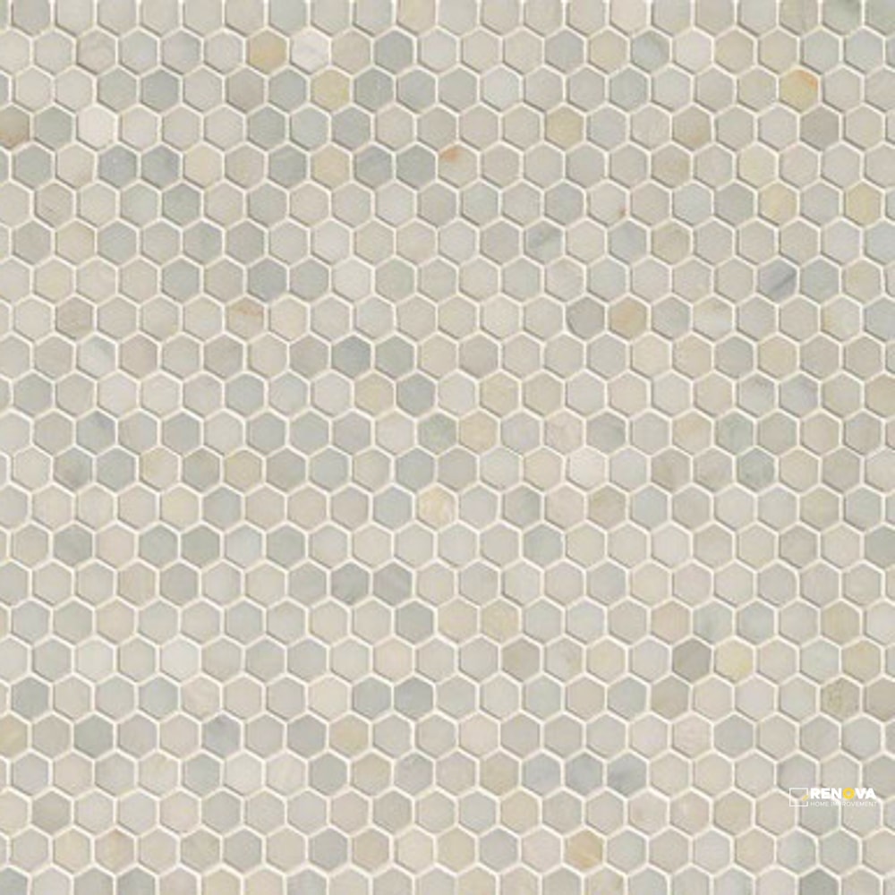 GREECIAN WHITE POLISHED HEXAGON MOSAIC 1" - 4