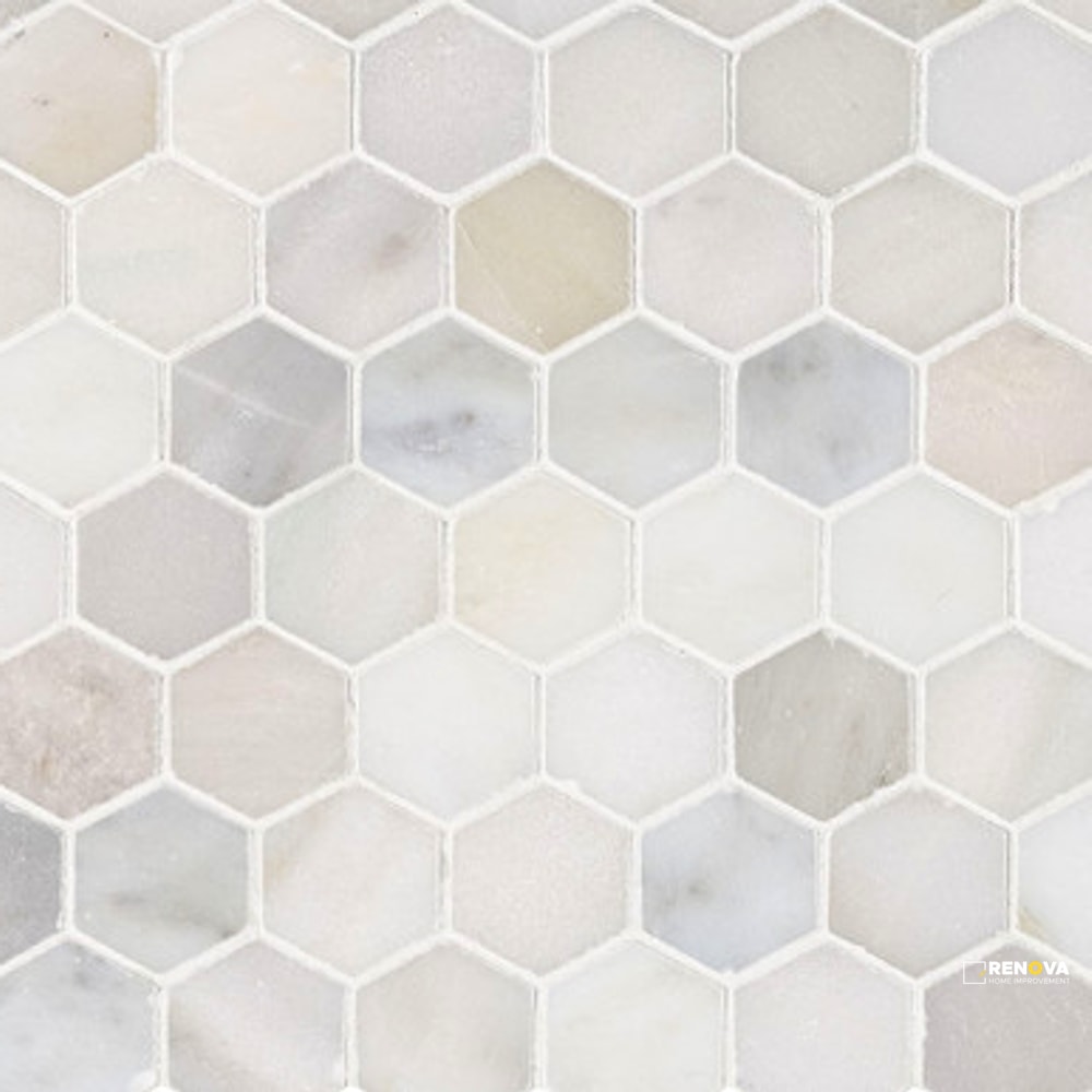 GREECIAN WHITE POLISHED HEXAGON MOSAIC 2" - 2