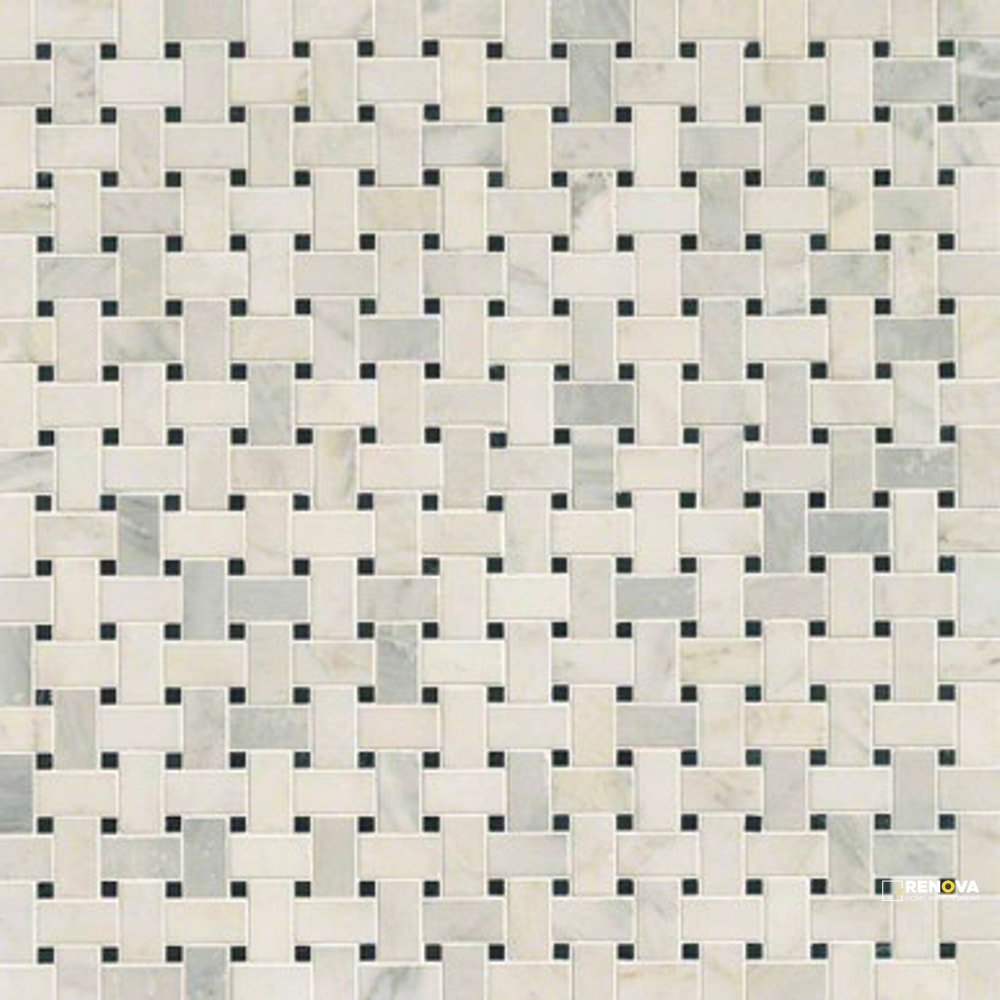 GREECIAN WHITE POLISHED BASKETWEAVE MOSAIC