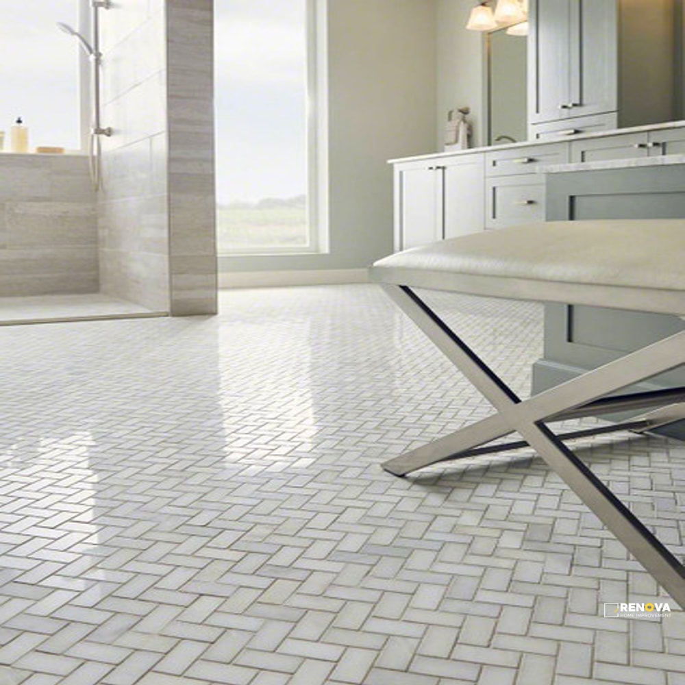 GREECIAN WHITE POLISHED HERRINGBONE MOSAIC - 4