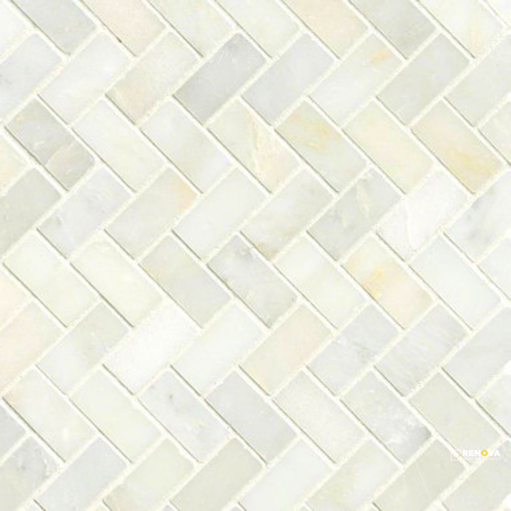 GREECIAN WHITE POLISHED HERRINGBONE MOSAIC - 6