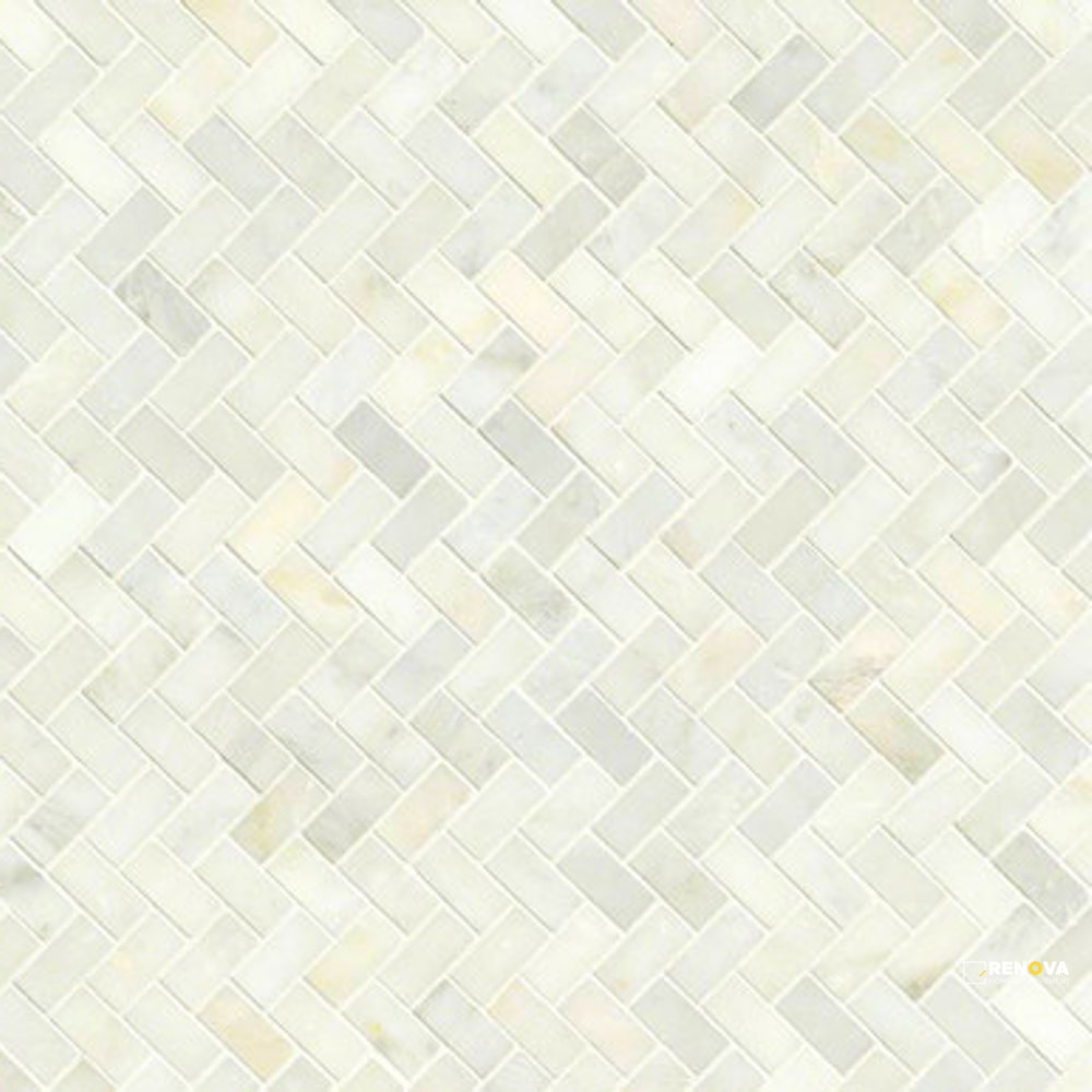 GREECIAN WHITE POLISHED HERRINGBONE MOSAIC