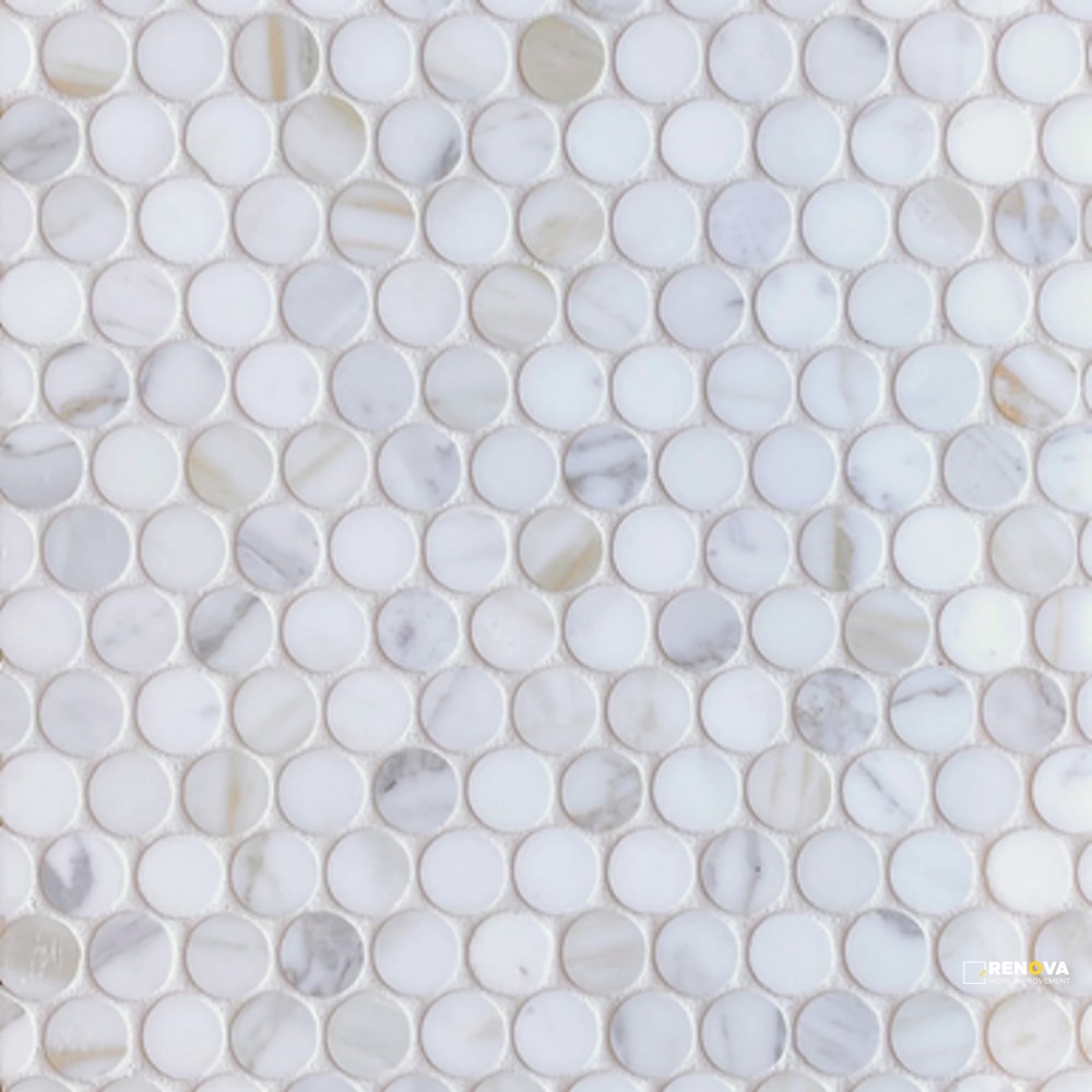 CALACATTA GOLD HONED PENNY ROUND MOSAIC 1"