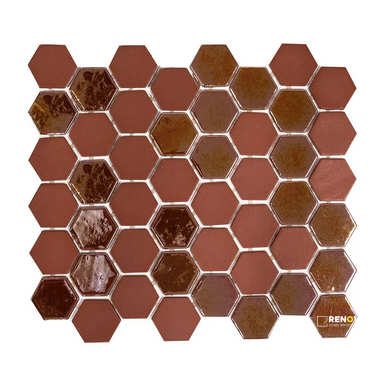 CHAPTER SPEC09 - BRILL BURGUNDY GLASS HEXAGON MOSAIC 10-3/4" X 12-1/2" - 3