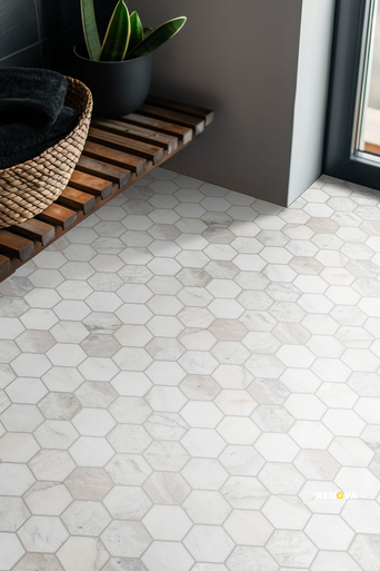 ARABESCATO VENATO WHITE 5" HEXAGON HONED MOSAIC - SMOT-ARAVEN-5HEXH - 5