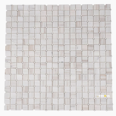 CLIPPED SQUARE WOODEN WHITE HONED MOSAIC 11.75" X 11.75" - 3