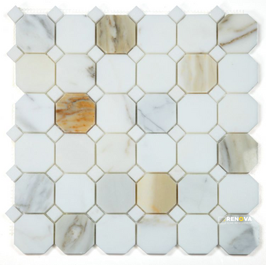 OCTAGON CALACATTA GOLD MOSAIC 11.75" X 11.75"