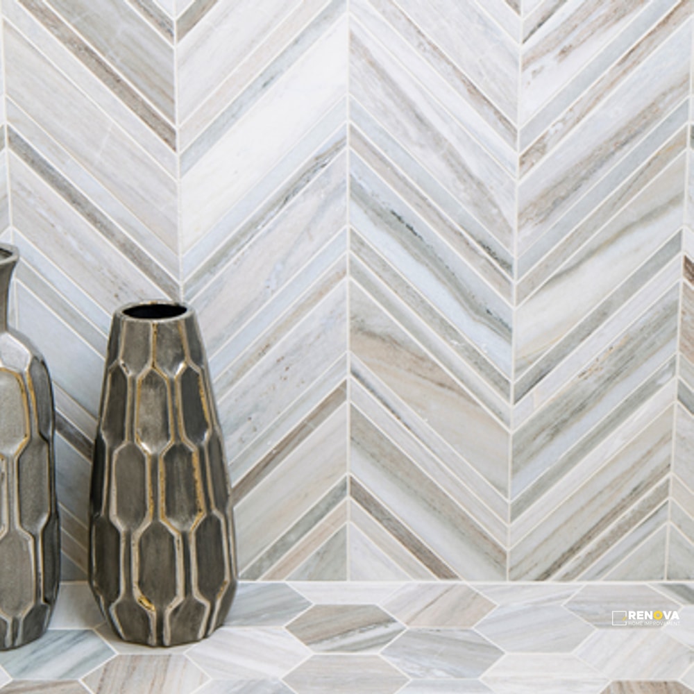 SKYLINE HONED LARGE CHEVRON MOSAIC - 2