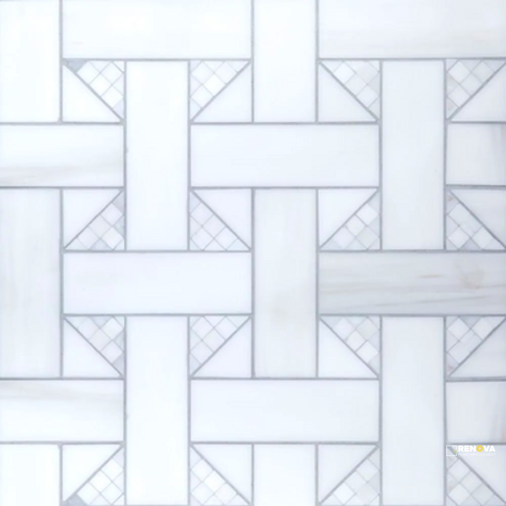 MOD THASSOS HERRINGBONE MOSAIC 11.75" X 11.375" - SA72070 - SA72070
