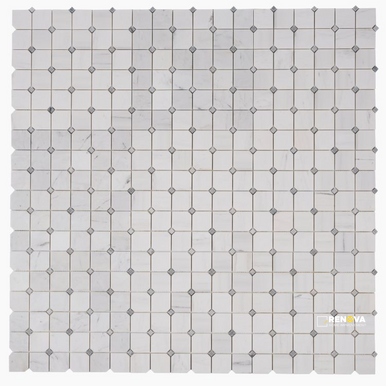 CLIPPED SQUARE MILKY WHITE HONED MOSAIC 11.75" X 11.75" - 3