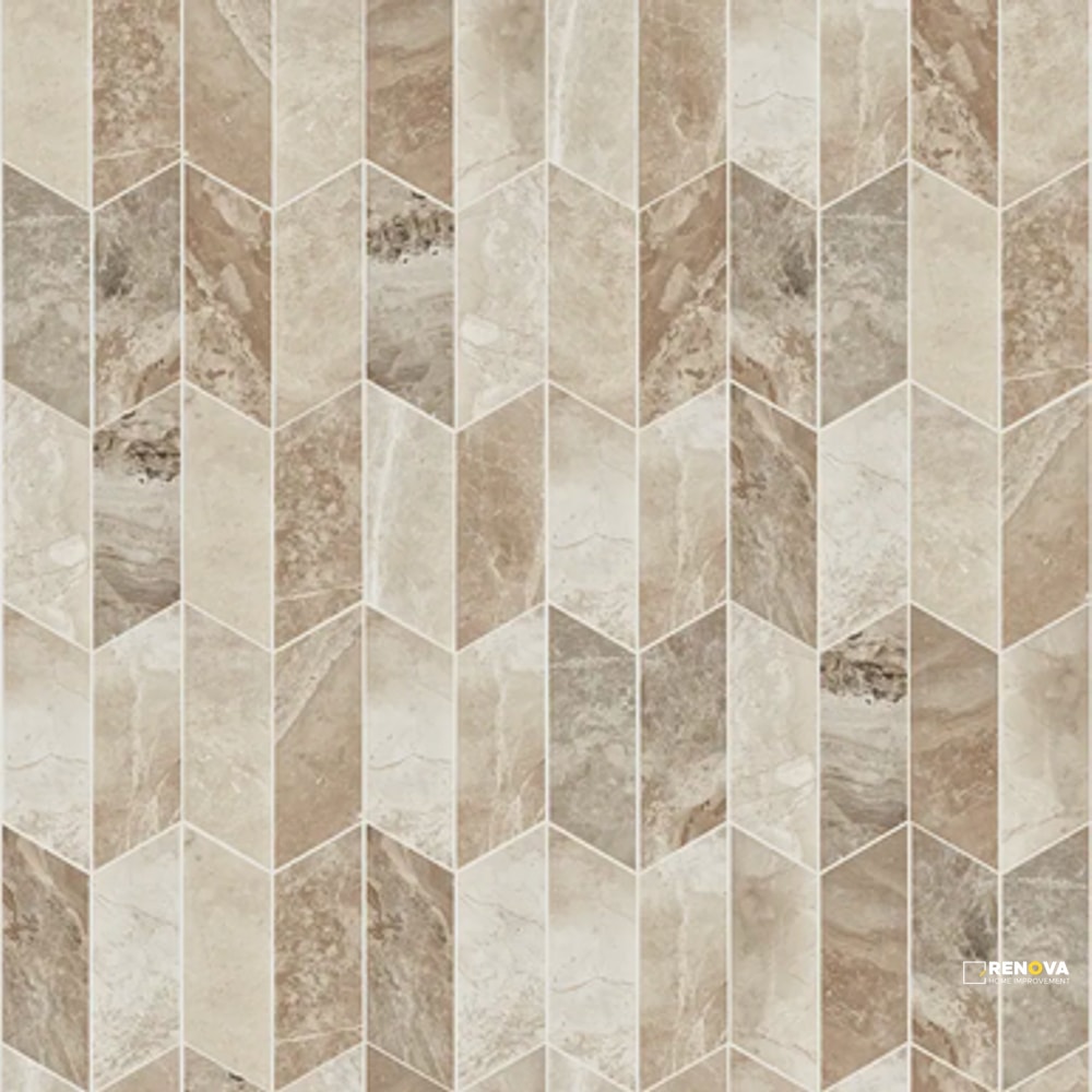 ATLANTIC GREY HONED LARGE CHEVRON MOSAIC - 2