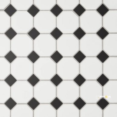 LE CAFE MATTE OCTAGON WHITE/BLACK MOSAIC