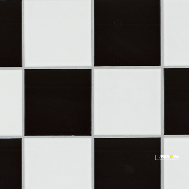WHITE AND BLACK 4" CHECKERED MATTE MOSAIC - SMOT-PT-RETBIANER-4X4M - 2