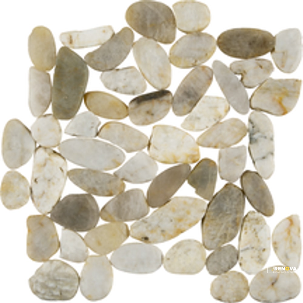 PIETRA ART PEBBLES WHITE SNOWBALL FLAT 12" X 12"