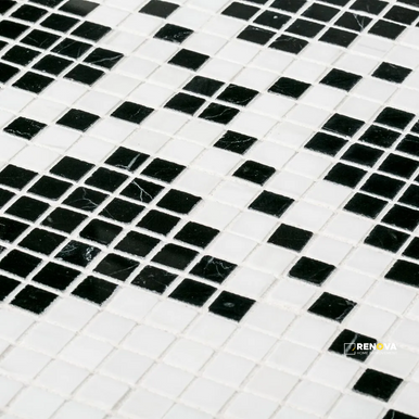 CHAPTER 18 - ROTUNDA NERO MARQUINA MONTPELIER MOSAIC  ON 12-5/8" X 12-5/8" - 2