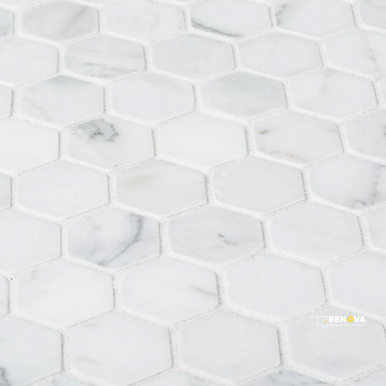 CHAPTER 18 - ROTUNDA CALACATTA GOLD 1" HEXAGON MOSAIC ON 10-3/4" X 11-3/8" - FLOJEF529 - 2
