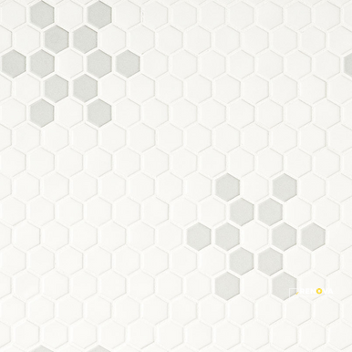 WHITE AND GRAY MOD PETAL PATTERN MATTE ( 14.55 SF PER BOX )