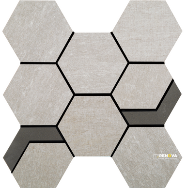 CROSSVILLE NATIVE METAL NICKEL PLATE 3-1/2X3-1/2 HEX MOSAIC WITH IRON UNPOLISHED - 2