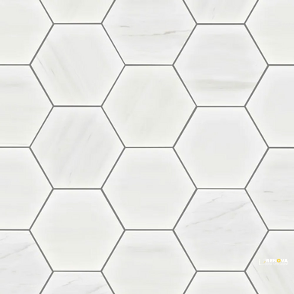 DOLOMITE WHITE HONED HEXAGON 8" - 3
