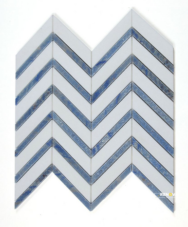 CHEVRON ROYAL SAPPHIRE MOSAIC 12" X 12"