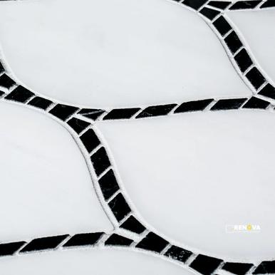 CHAPTER 18 - ROTUNDA NERO MARQUINA BATON ROUGE MOSAIC ON 8-1/8" X 14-3/4" - 2