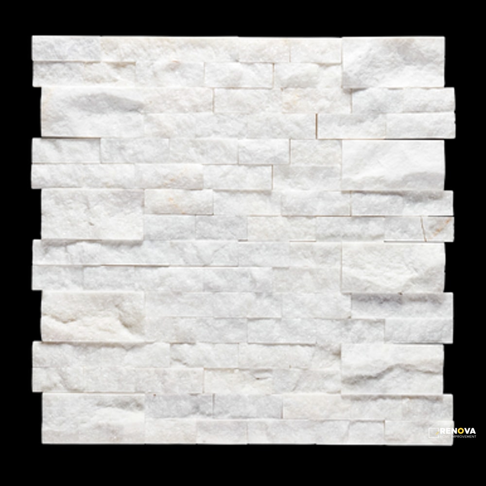 SECIL WHITE SPLIT FACE 3D STACKED STONE 5-7/8" X 24" - ARITI795 - 2