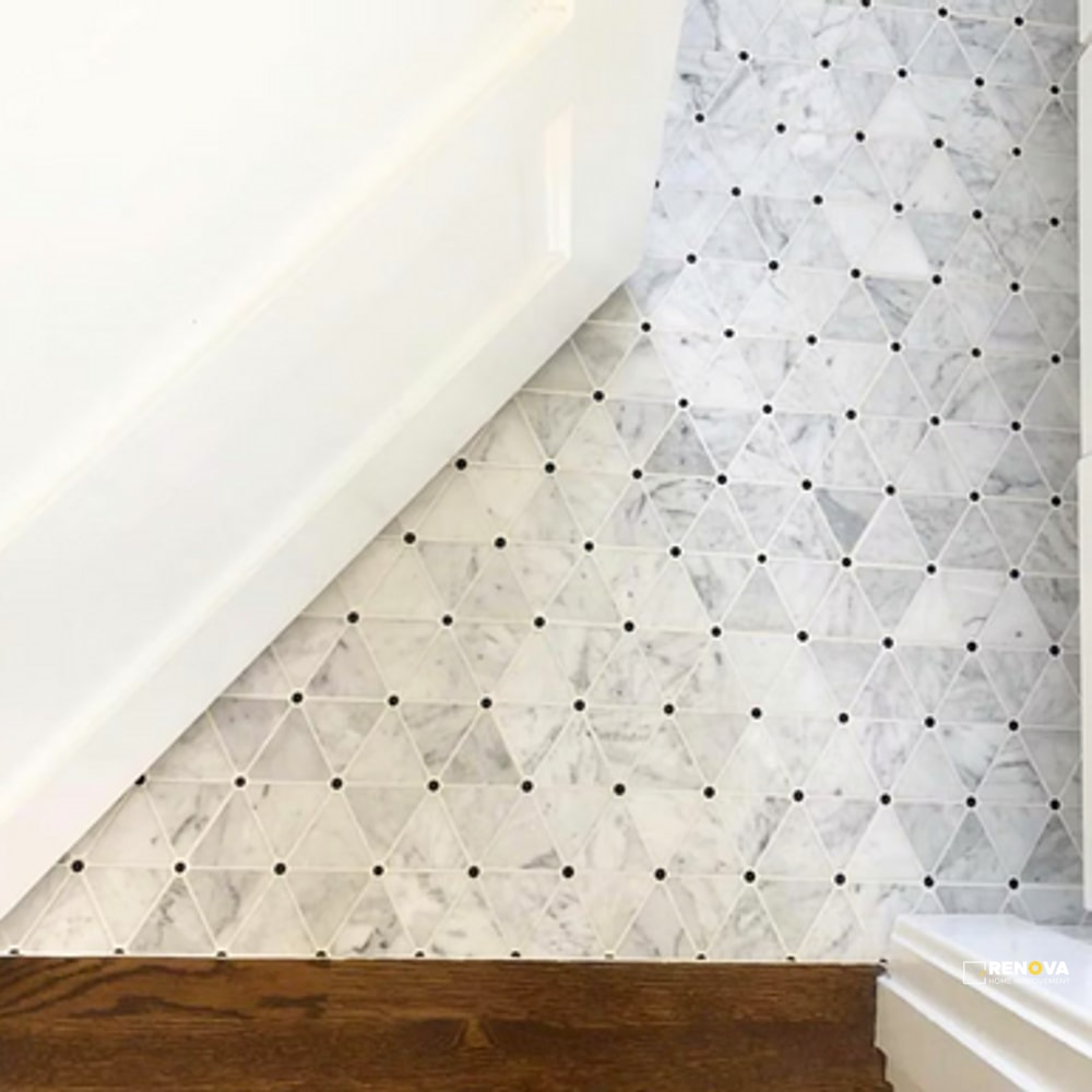 BIANCO CARRARA W/ NERO DOTS GENERATION Z SOFT TRIANGLES MOSAIC - 5