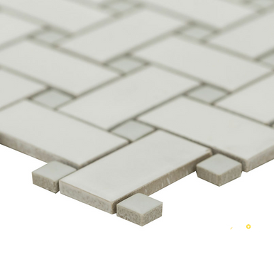 WHITE AND GRAY MATTE BASKETWEAVE 6MM ( 14.4 SF PER BOX ) - 2