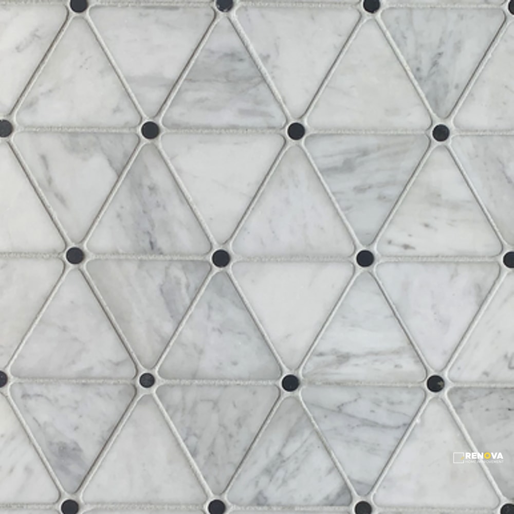 BIANCO CARRARA W/ NERO DOTS GENERATION Z SOFT TRIANGLES MOSAIC - 2