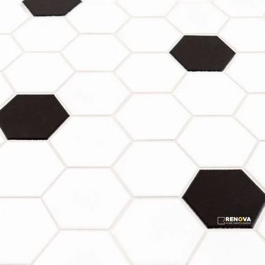 CHAPTER ES - ESSENTIALS WHITE/BLACK MATTE HEXAGON MOSAIC 2" - 3